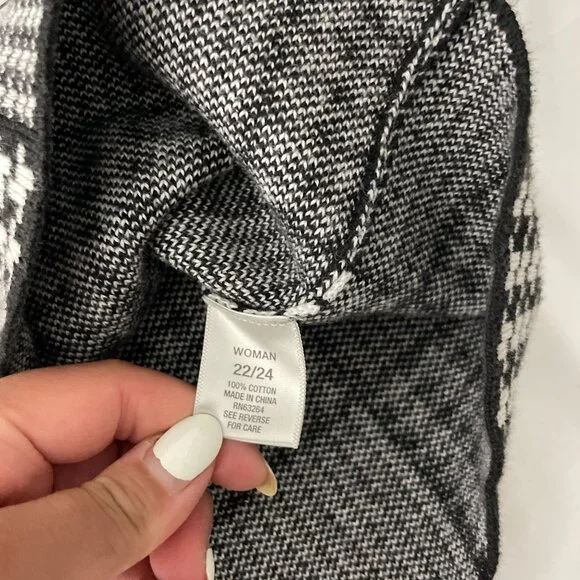 Dressbarn Women's Houndstooth Open Front Cardigan Black White Sz 22/24 - Picture 4 of 7